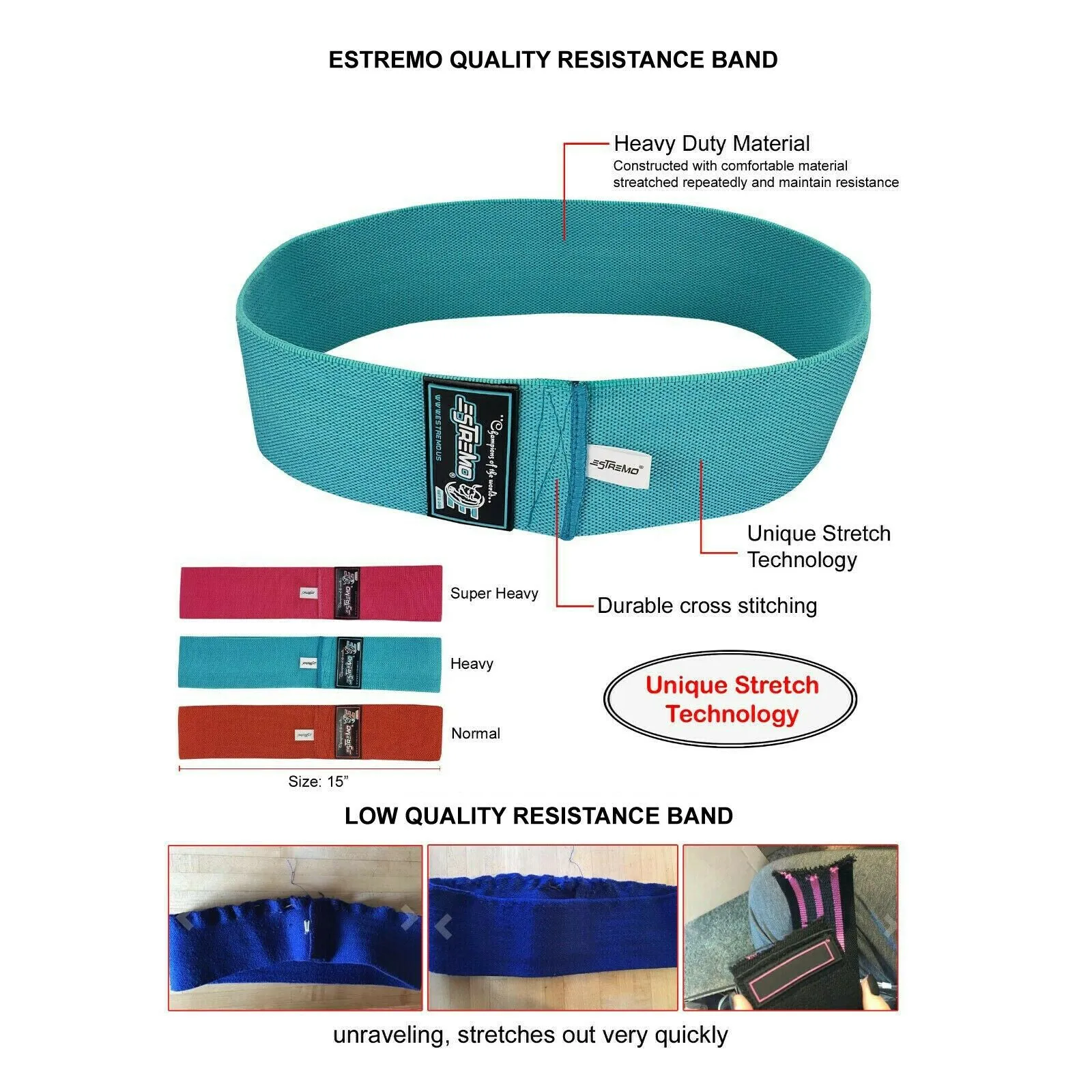 Non-Slip Hip Exercise Resistance Bands - 3 Colors