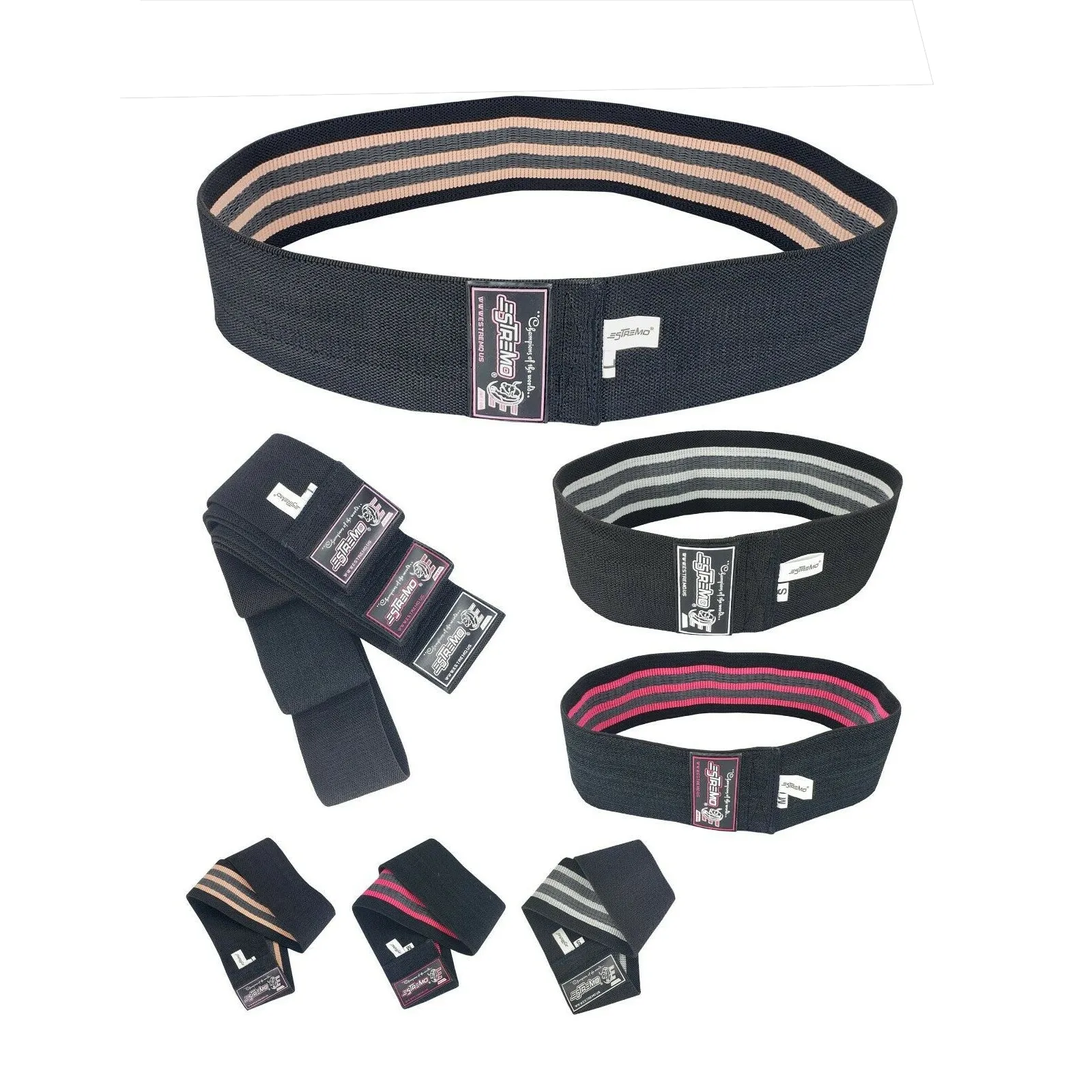 Non-Slip Hip Exercise Resistance Bands - 3 Colors/Black
