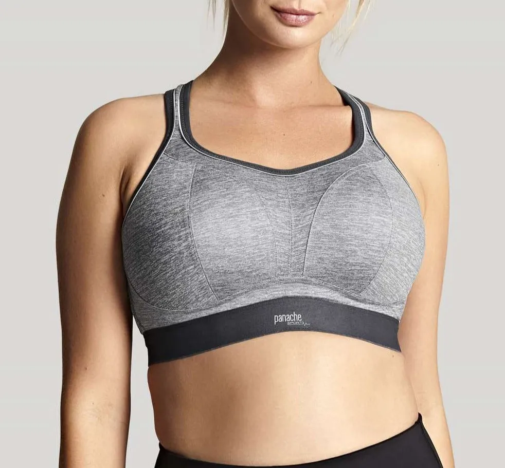 Non Wired Sports Bra In Charcoal Marl - Panache