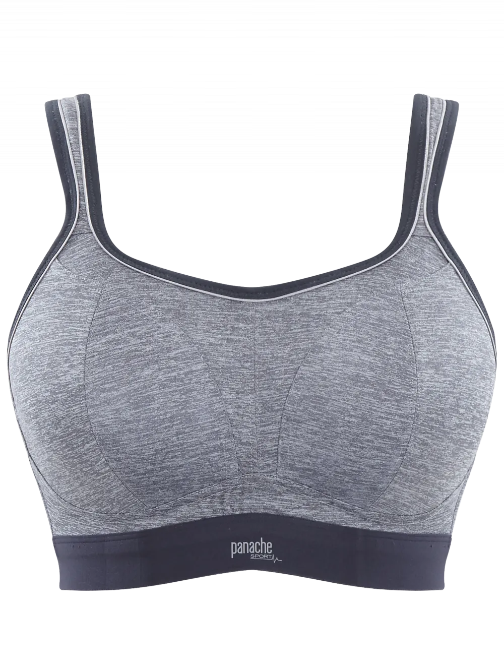 Non Wired Sports Bra In Charcoal Marl - Panache