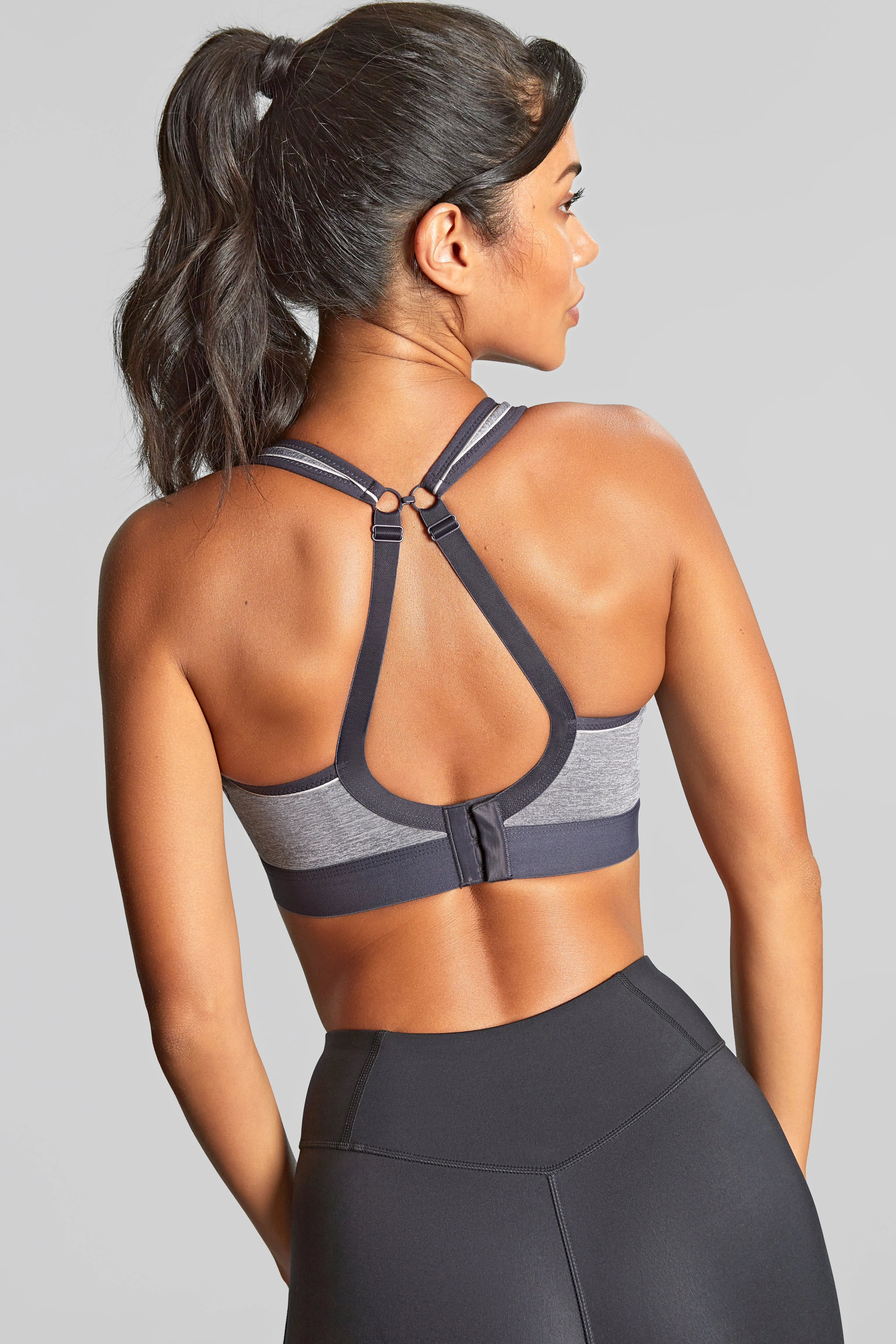 Non Wired Sports Bra In Charcoal Marl - Panache