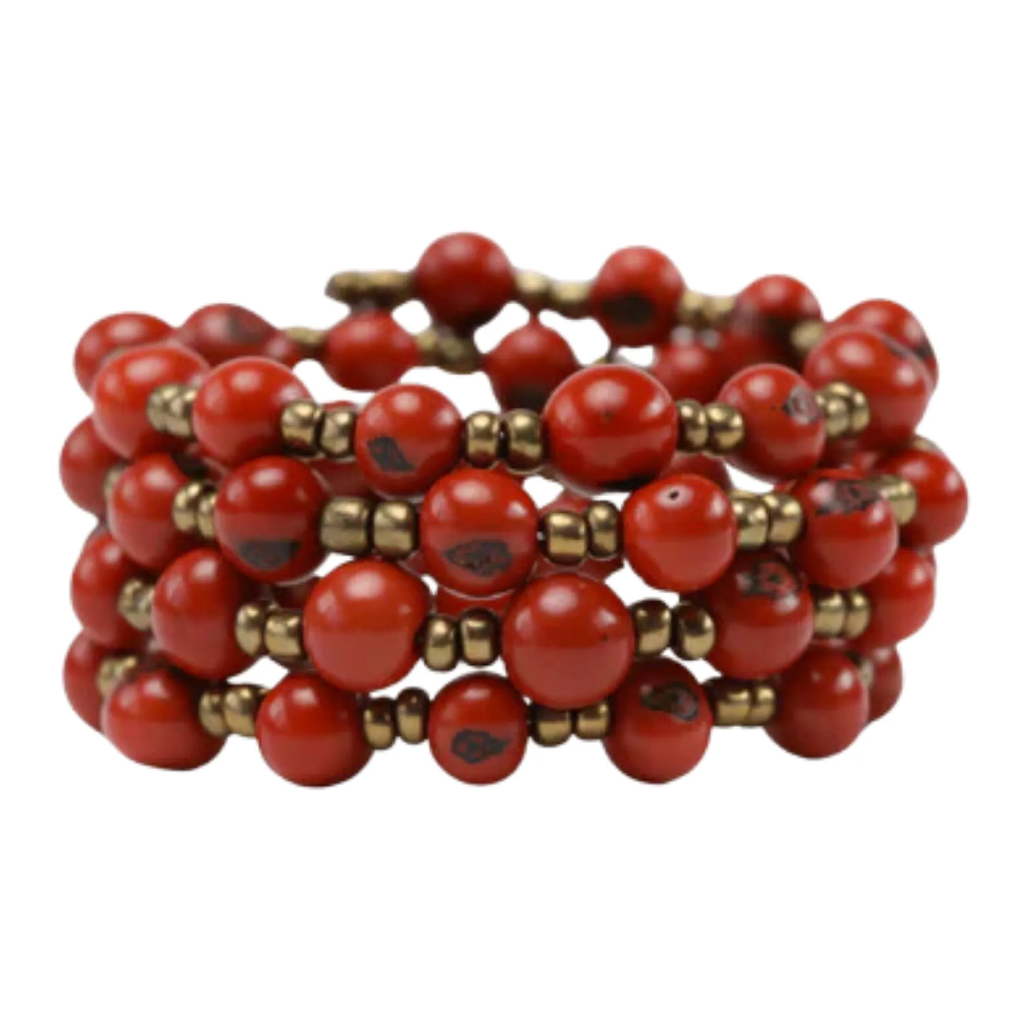 Orange Acai Beads Handmade Bracelet