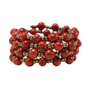 Orange Acai Beads Handmade Bracelet