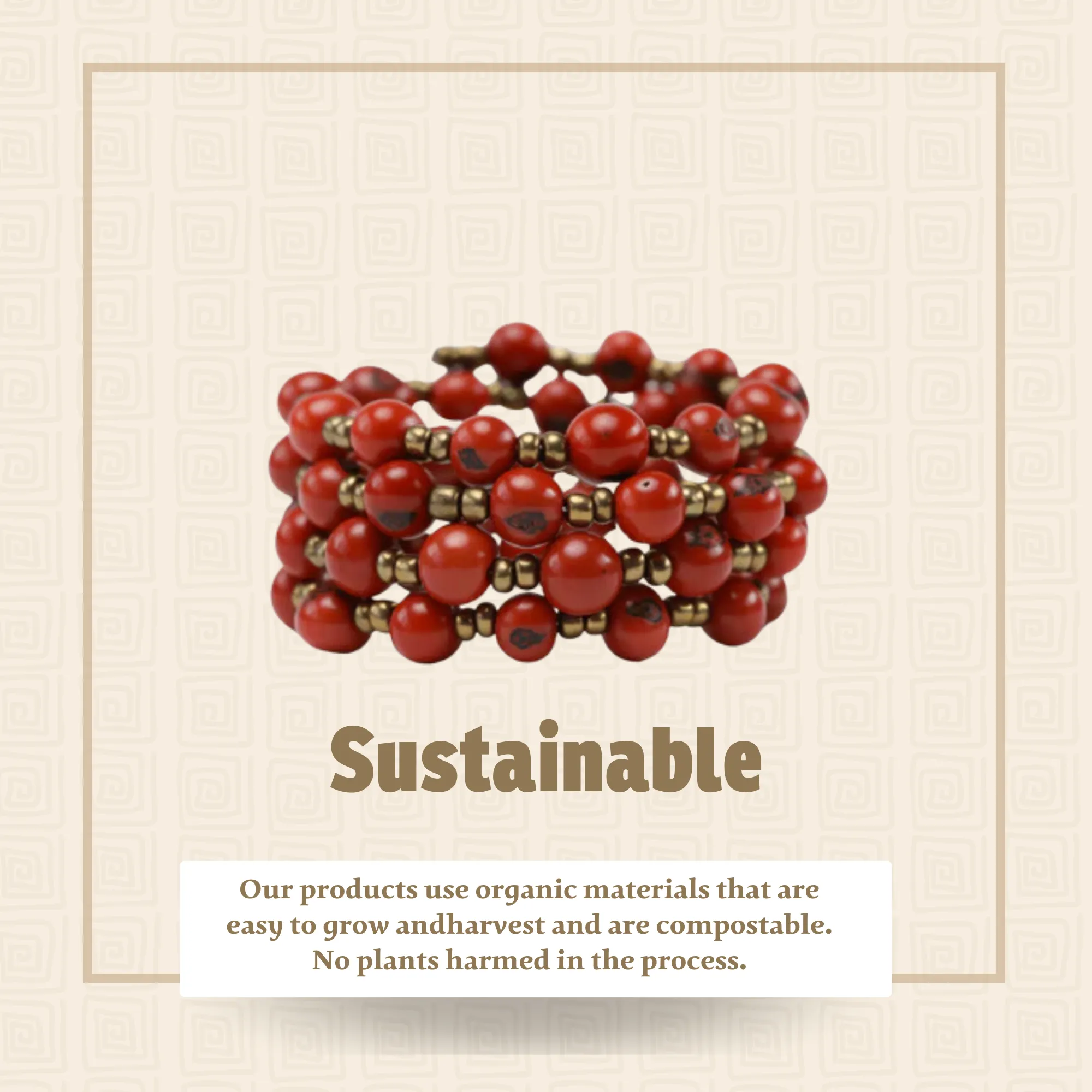 Orange Acai Beads Handmade Bracelet