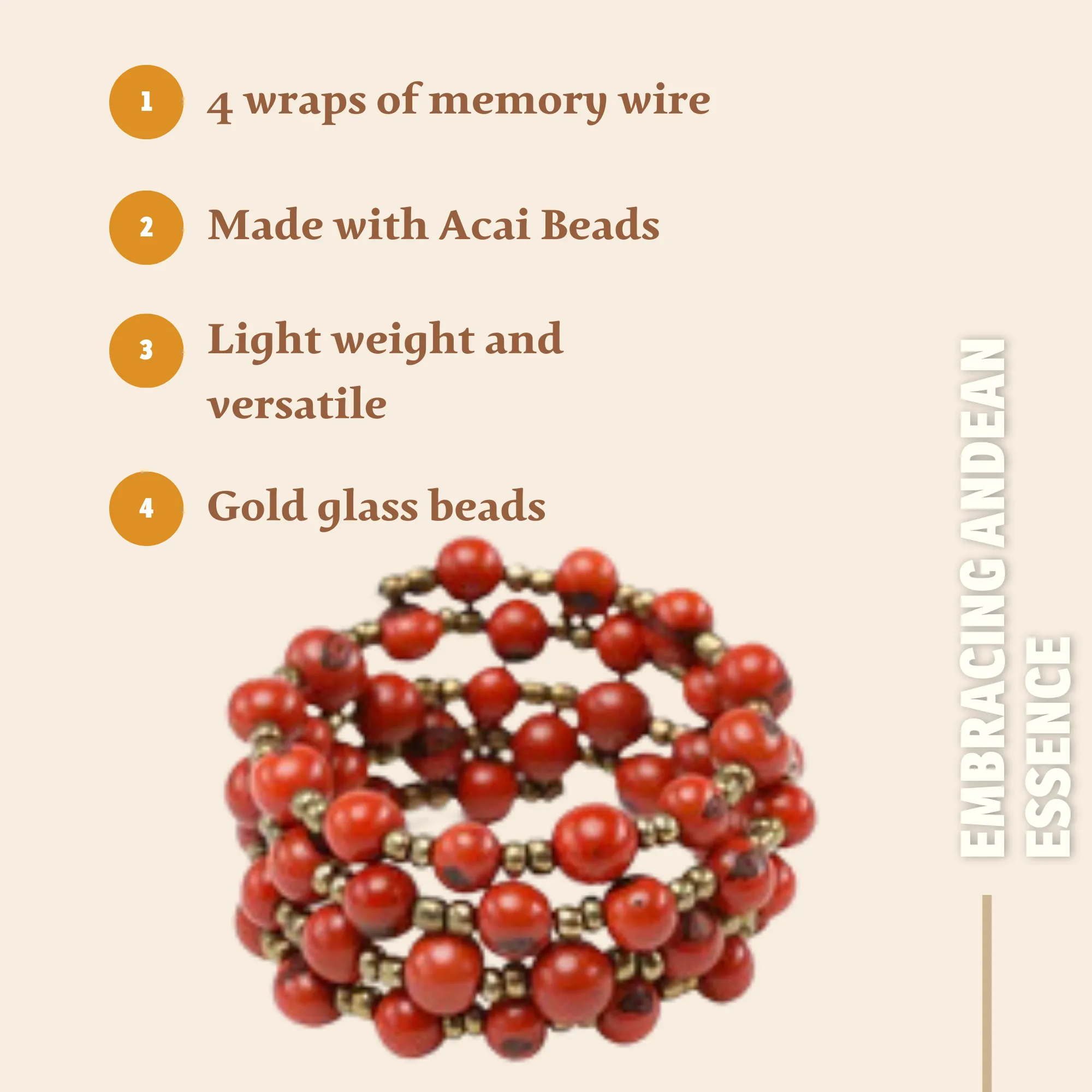 Orange Acai Beads Handmade Bracelet