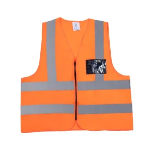 Orange Reflective Safety Vest With ID Pouch