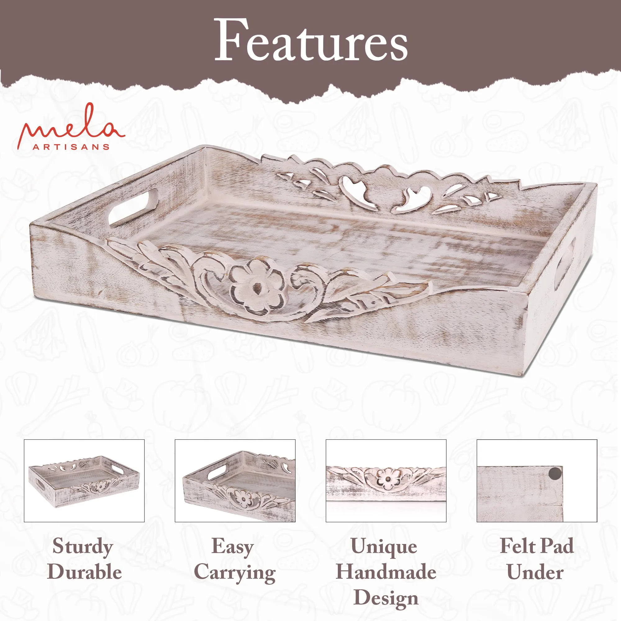Orchid Rustic Gray and White Finish Bed Table Trays