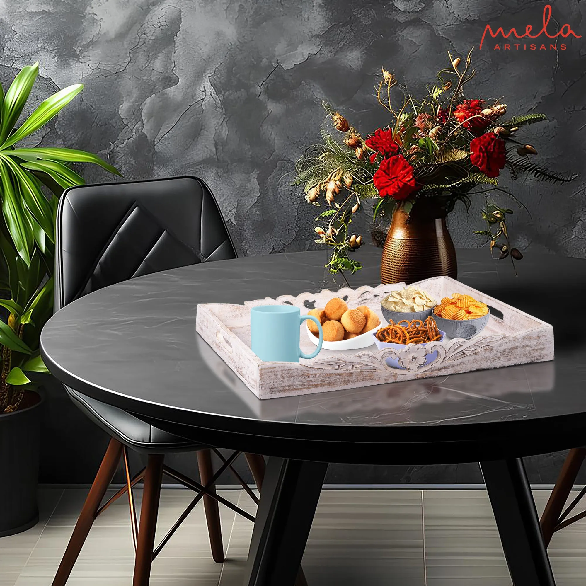Orchid Rustic Gray and White Finish Bed Table Trays