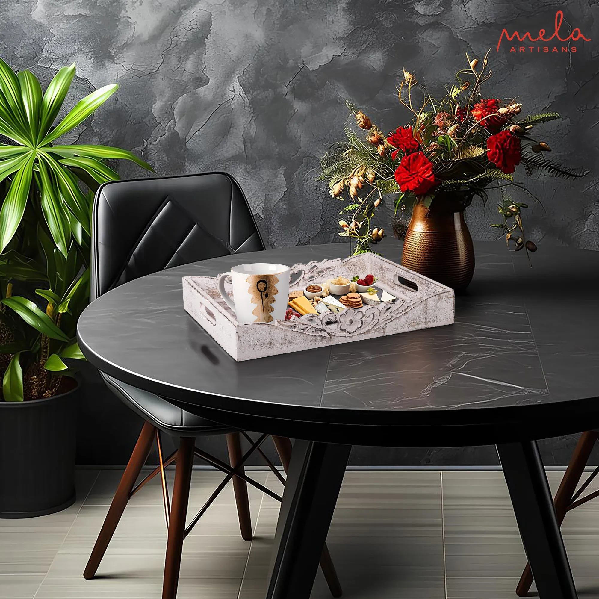 Orchid Rustic Gray and White Finish Bed Table Trays