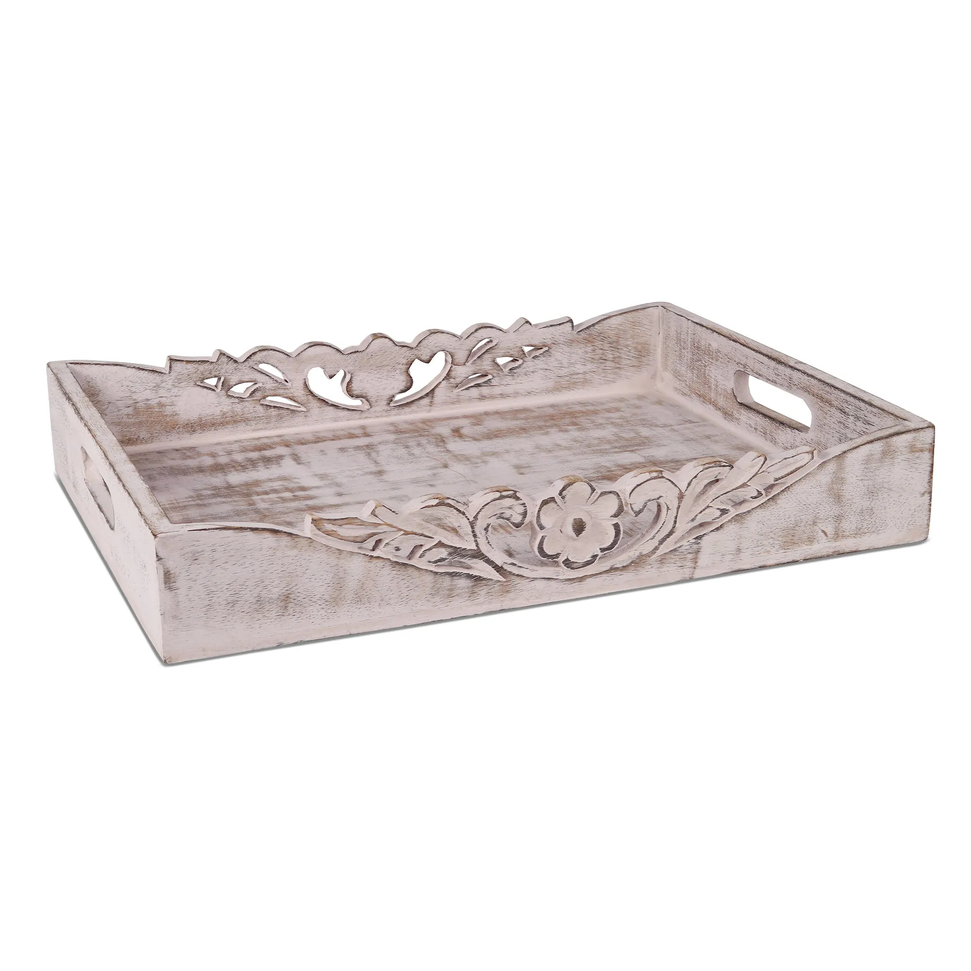 Orchid Rustic Gray and White Finish Bed Table Trays