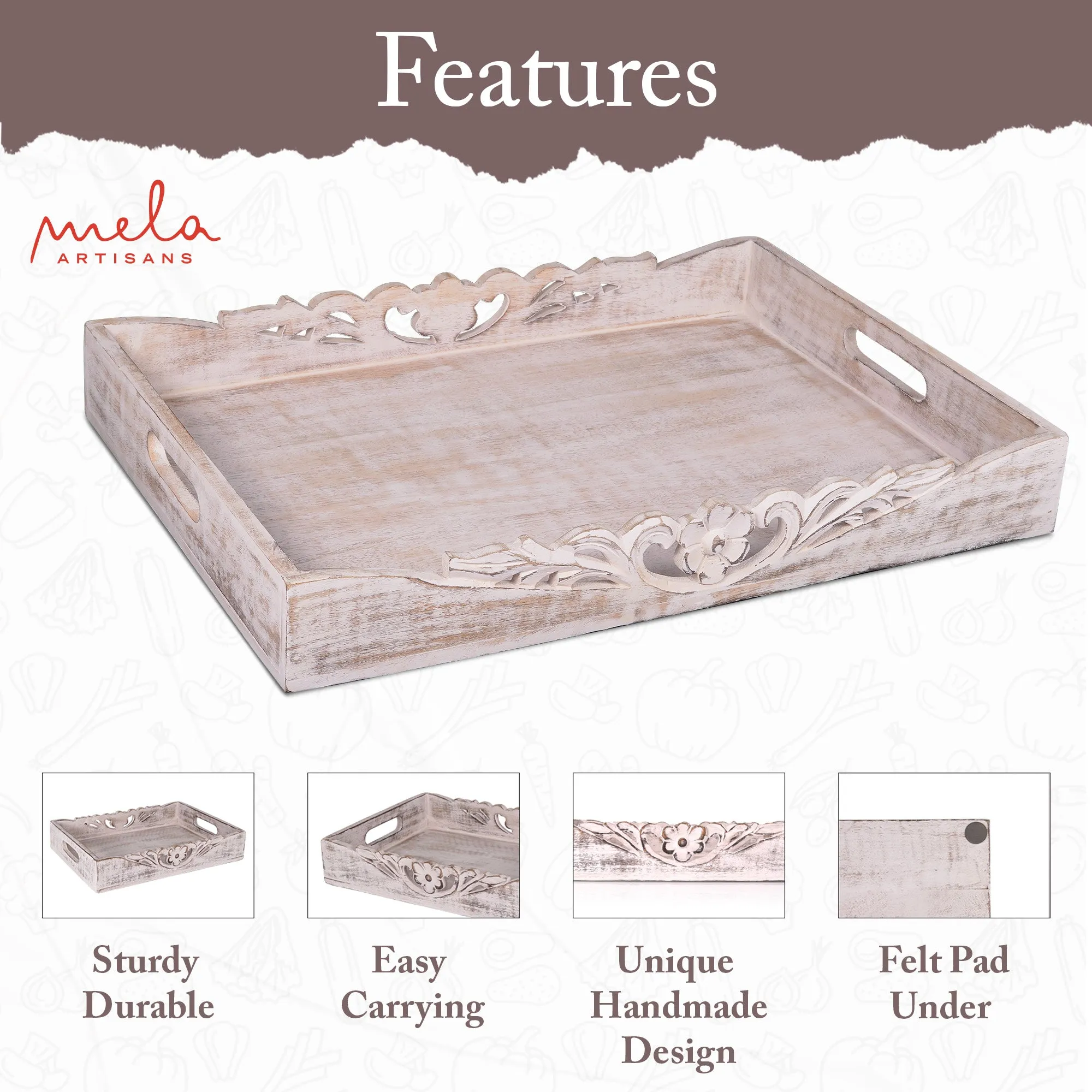 Orchid Rustic Gray and White Finish Bed Table Trays