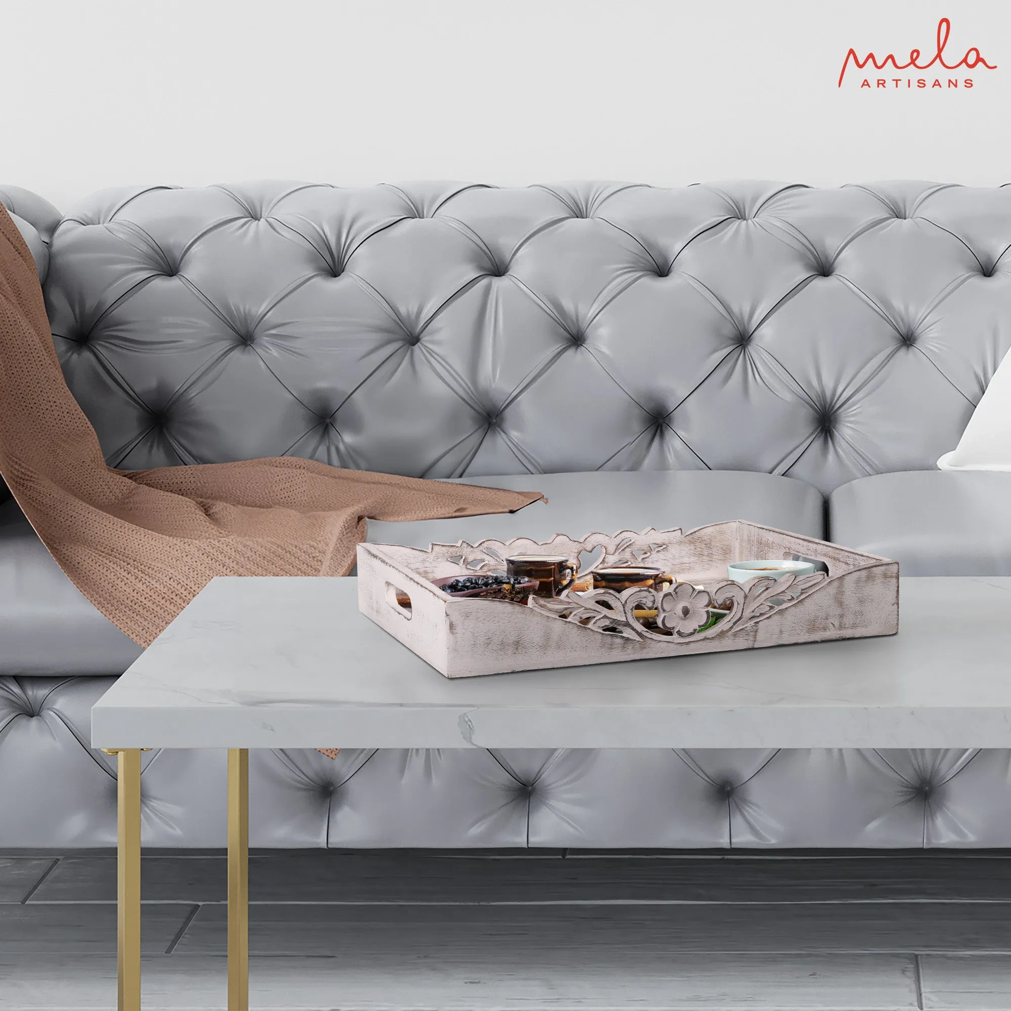 Orchid Rustic Gray and White Finish Bed Table Trays