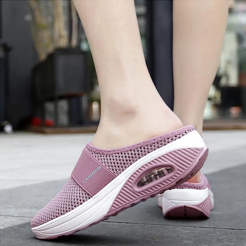 Orthopedic diabetic slip-on running shoes with air cushions