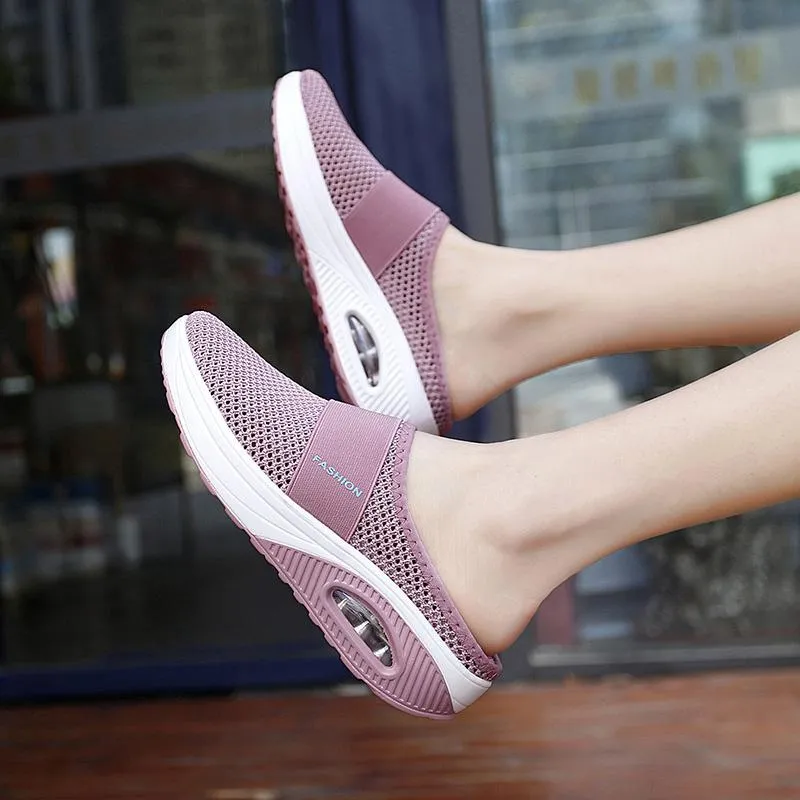 Orthopedic diabetic slip-on running shoes with air cushions