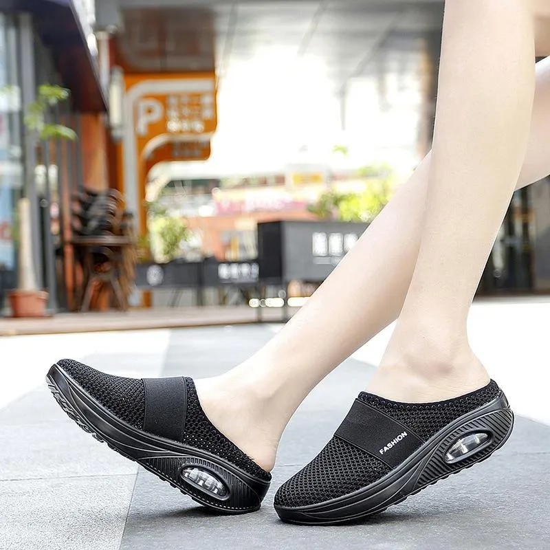 Orthopedic diabetic slip-on running shoes with air cushions
