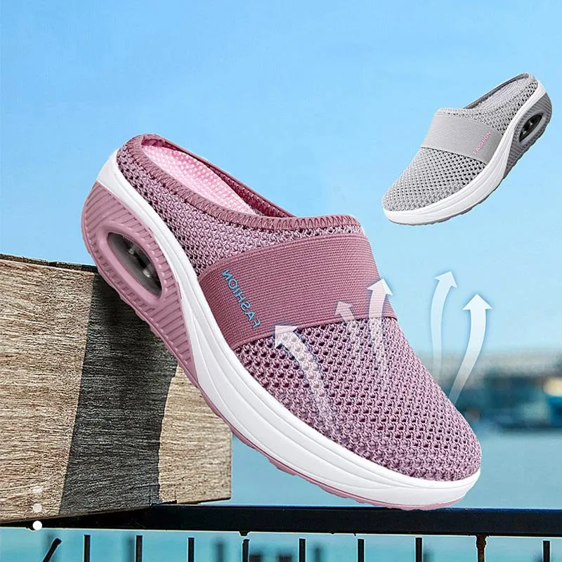 Orthopedic diabetic slip-on running shoes with air cushions