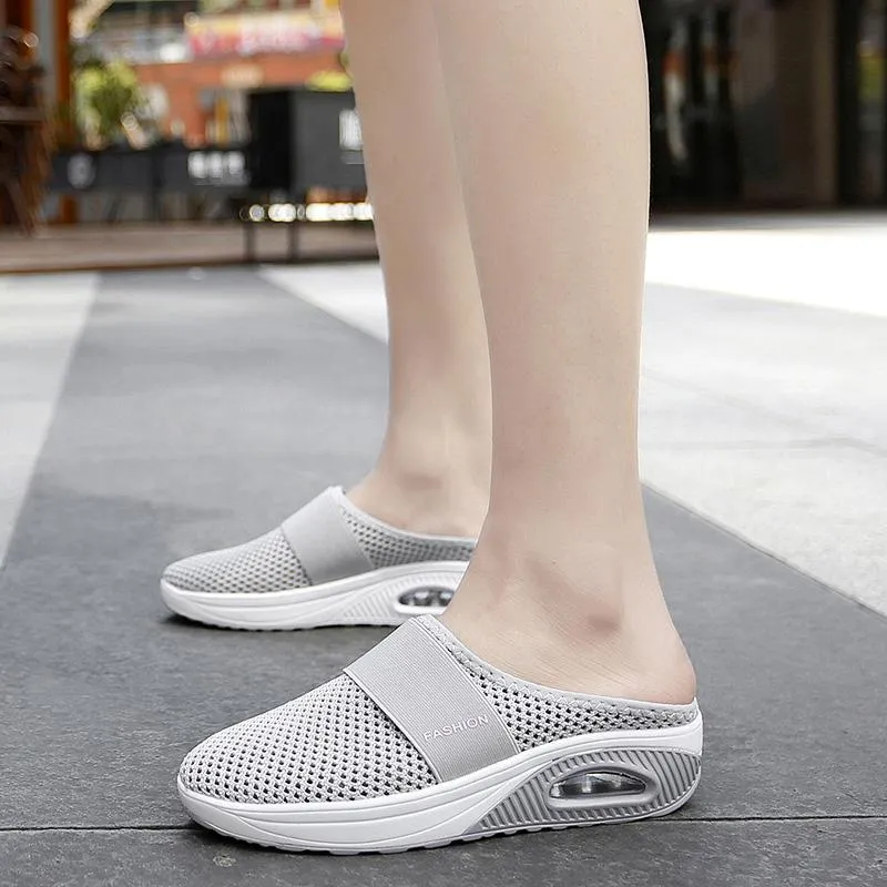 Orthopedic diabetic slip-on running shoes with air cushions