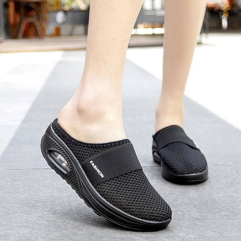 Orthopedic diabetic slip-on running shoes with air cushions