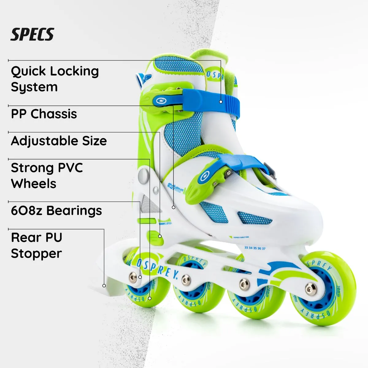 Osprey Adjustable Inline Skate - Velocity - Blue