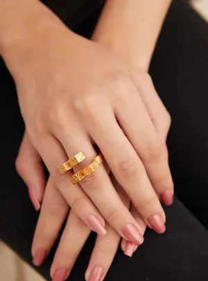 Outhouse   I   Oh Poppi Houston Street Quatro Bolt Ring Brass, Gold Accessories OHAW21RI061