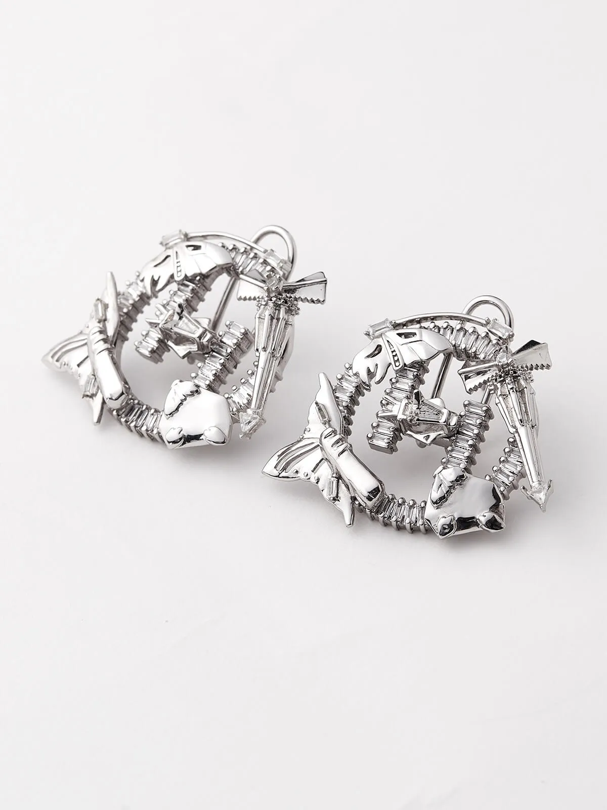 Outhouse   I    OH V Adrienne Lunar Studs Silver New OHAW19SE032