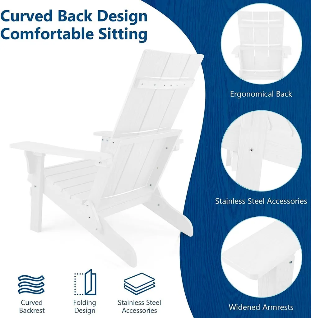 Oversized Folding Adirondack Chair Made from Weather-Resistant Poly Lumber