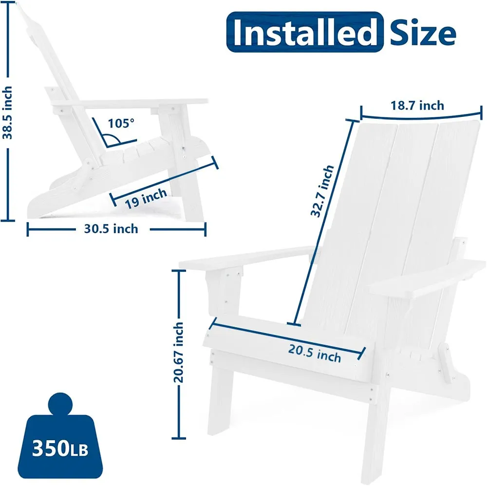 Oversized Folding Adirondack Chair Made from Weather-Resistant Poly Lumber