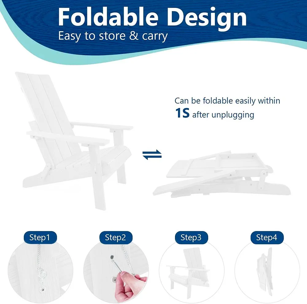 Oversized Folding Adirondack Chair Made from Weather-Resistant Poly Lumber