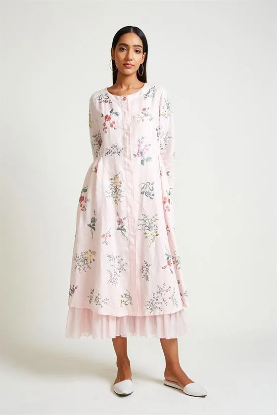 Payal Pratap   -   Rock Garden Forsythia Embroidered Dress with Slip (2pcs)