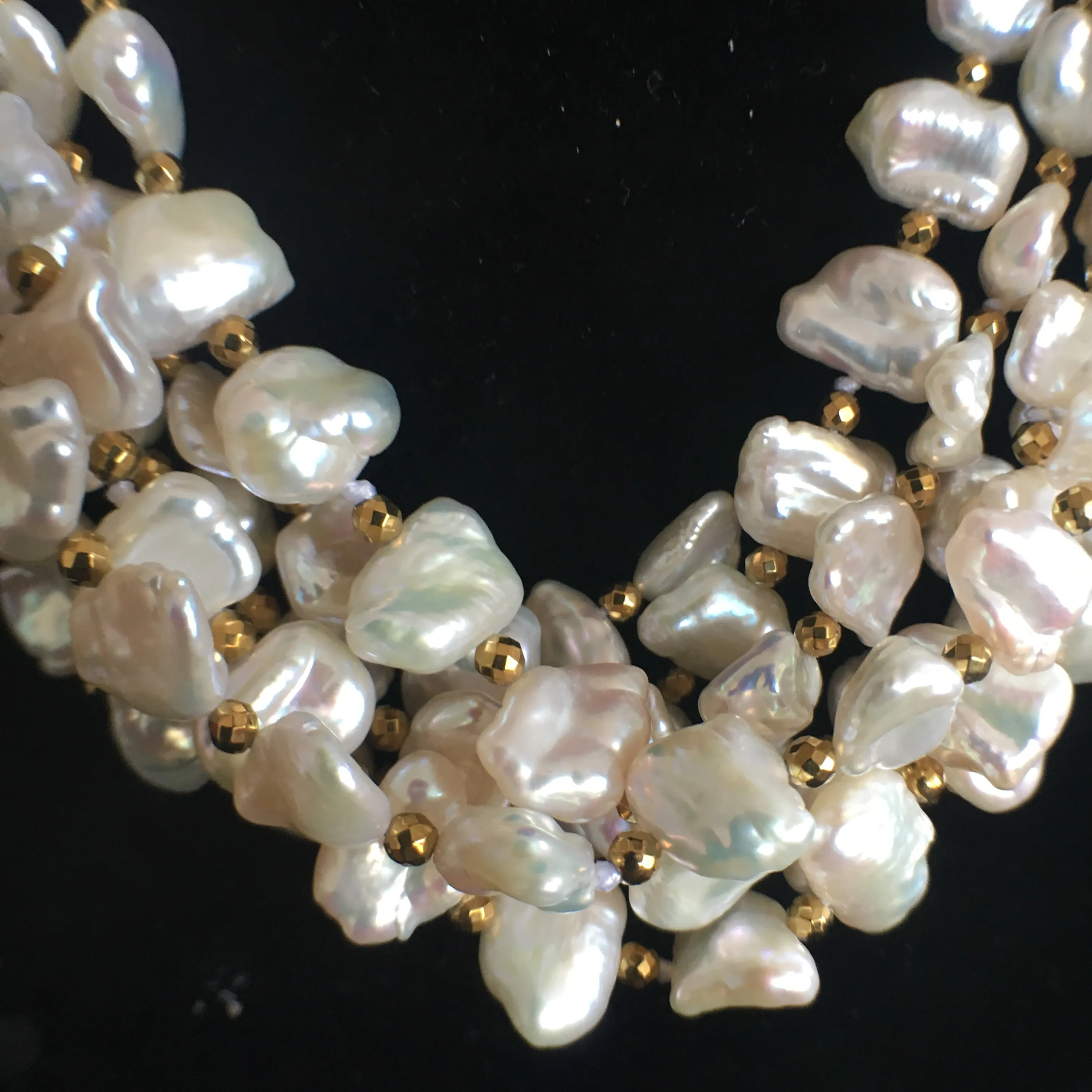 Petite Baroque Pearl and Pyrite Necklace