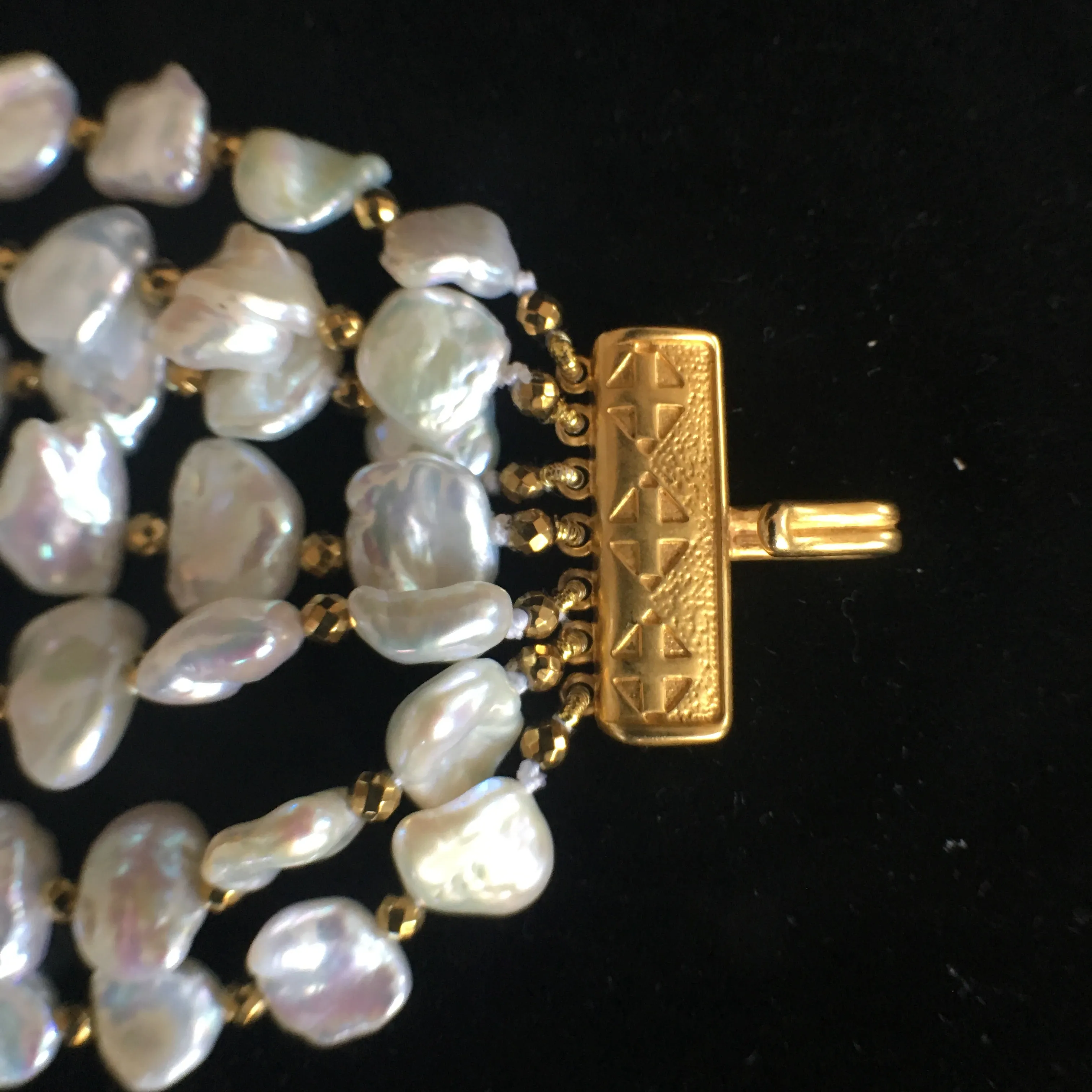 Petite Baroque Pearl and Pyrite Necklace