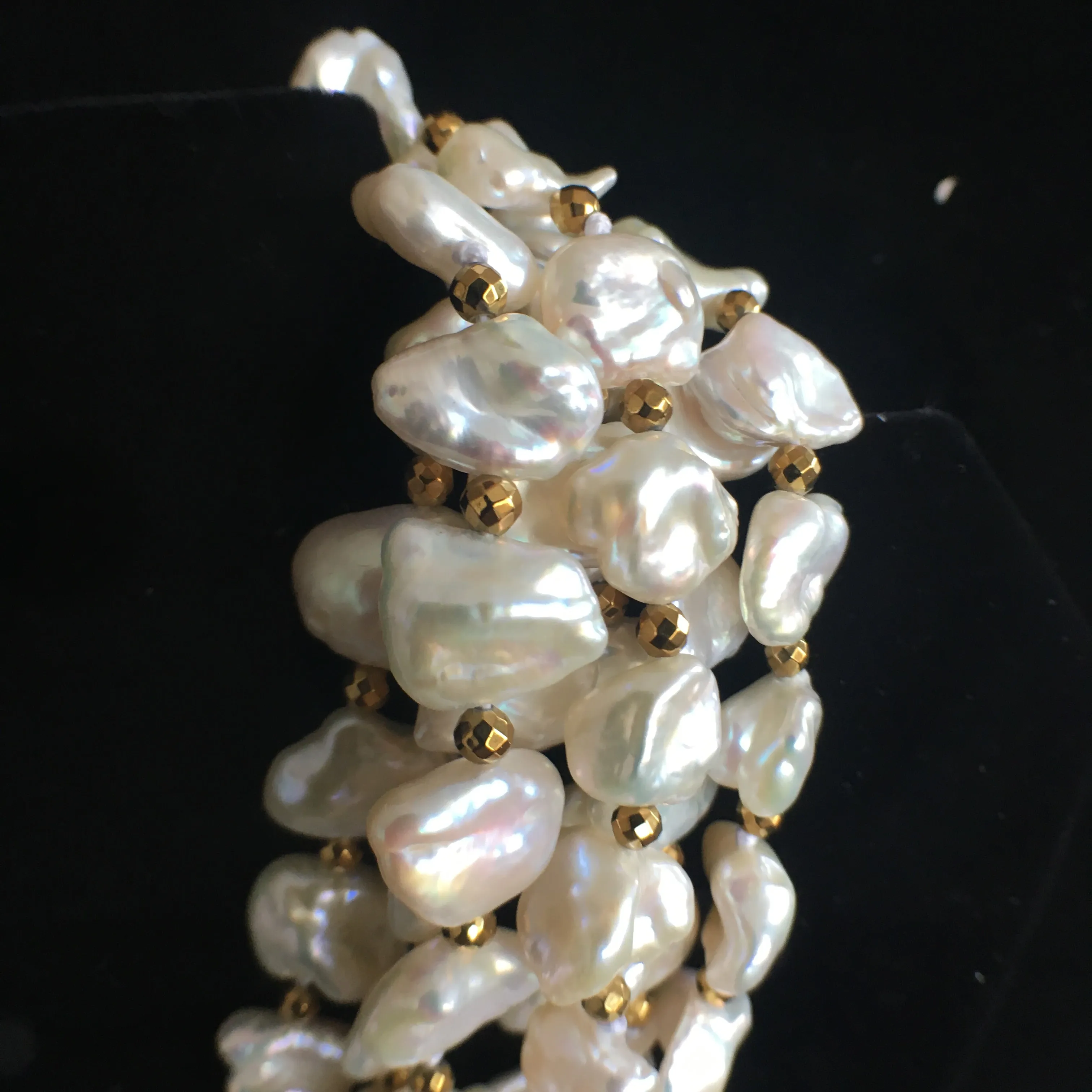 Petite Baroque Pearl and Pyrite Necklace