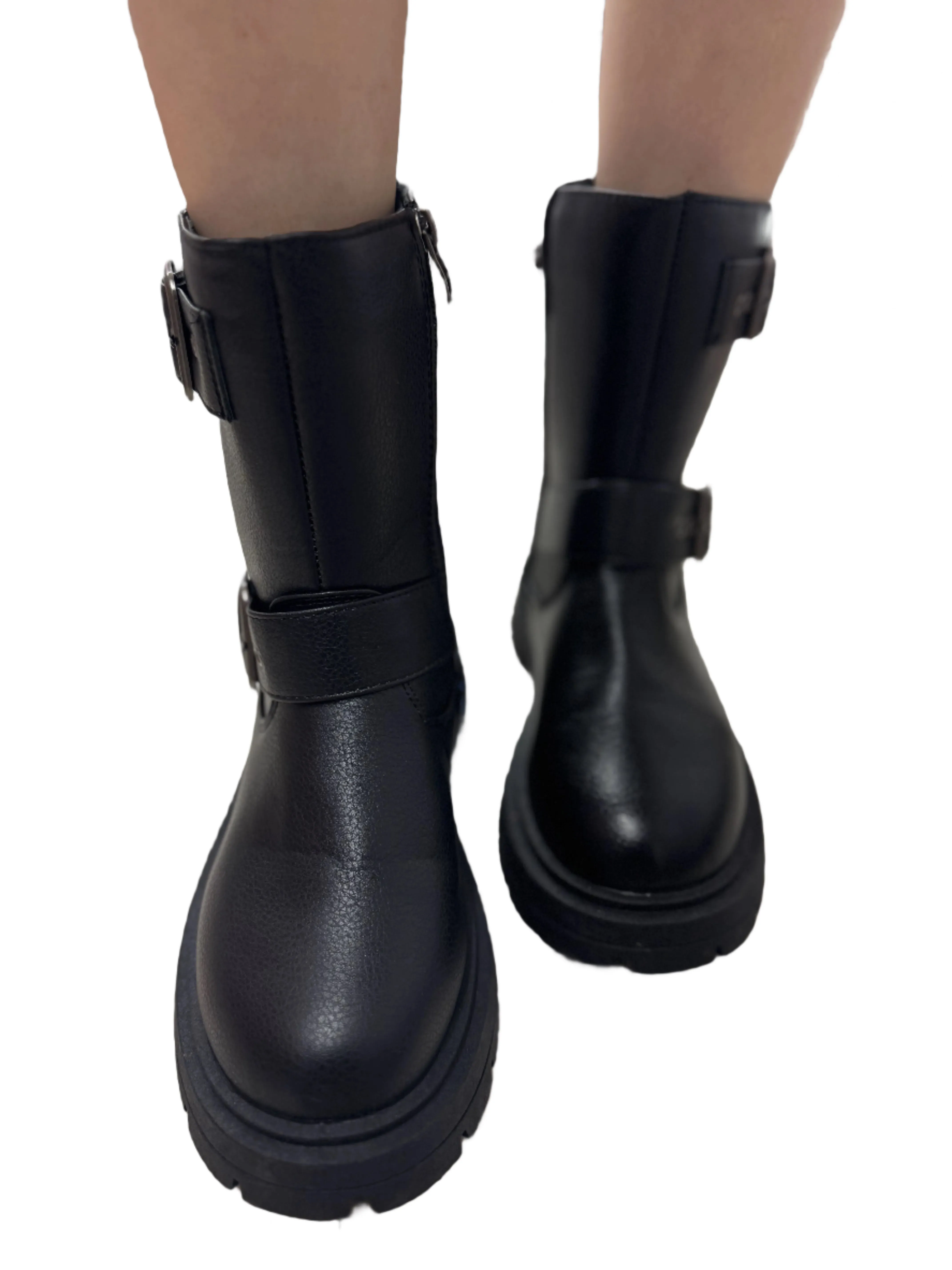 PLATFORM BIKER BOOT WITH BUCKLE DETAIL OSAKA-01