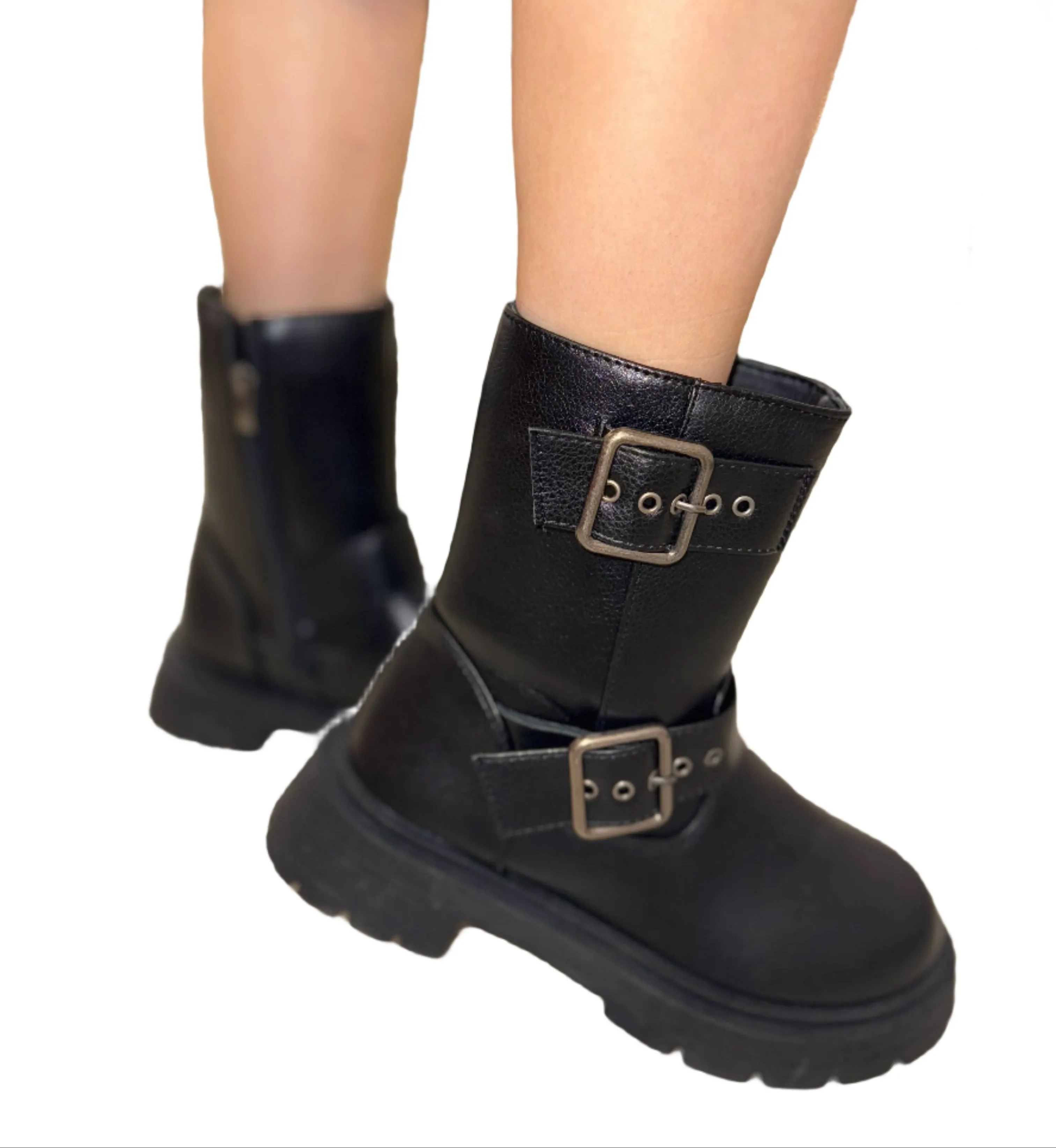 PLATFORM BIKER BOOT WITH BUCKLE DETAIL OSAKA-01