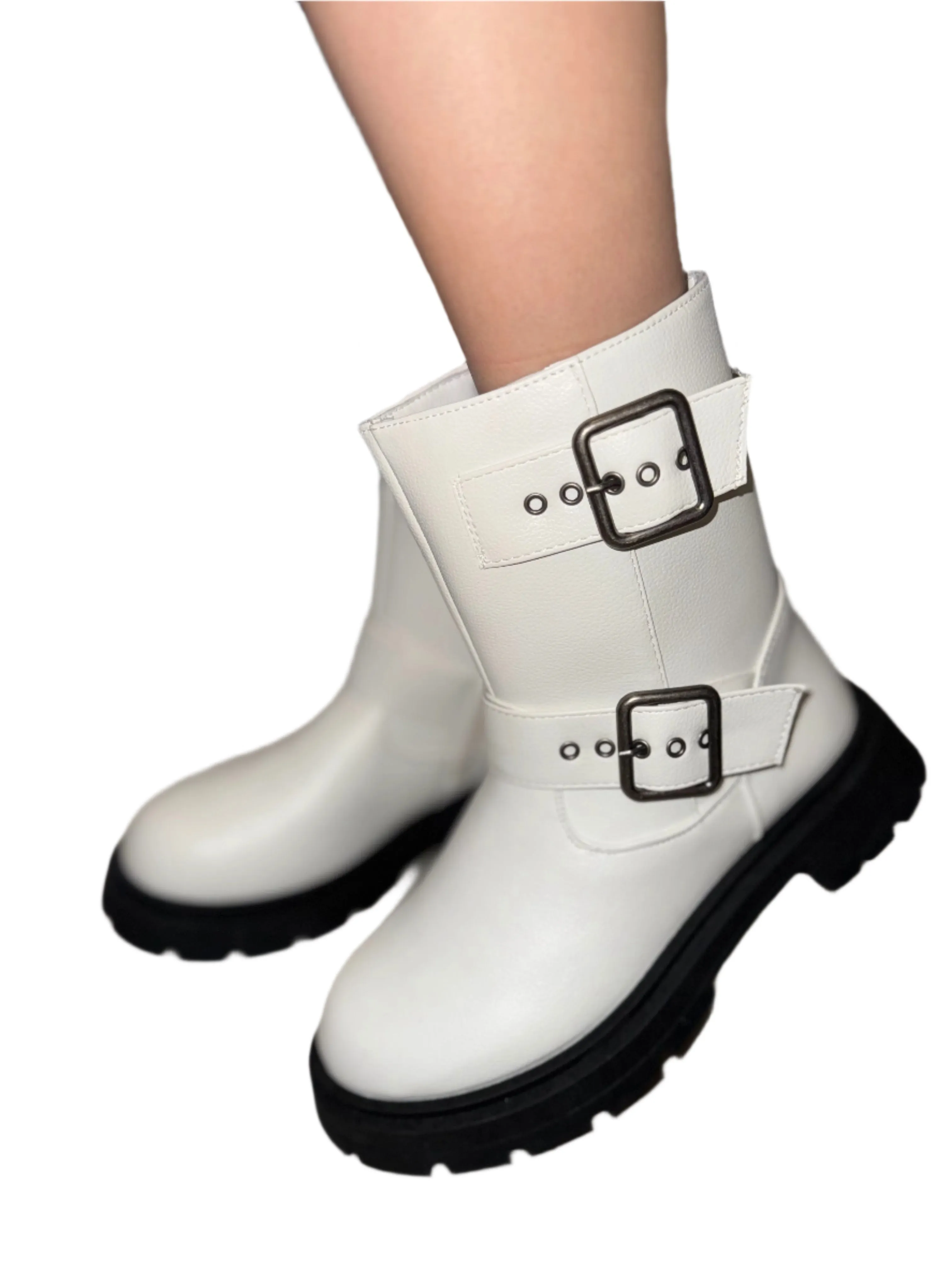 PLATFORM BIKER BOOT WITH BUCKLE DETAIL OSAKA-01