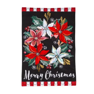 Poinsettia Wreath Linen Garden Flag,14l11241