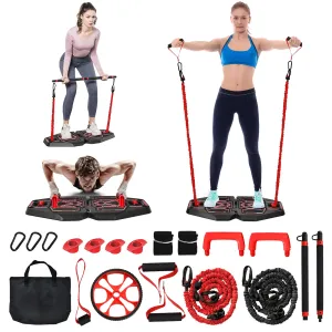 Portable Home Gym Full Body Workout Equipment w/ 8 Exercise Accessories