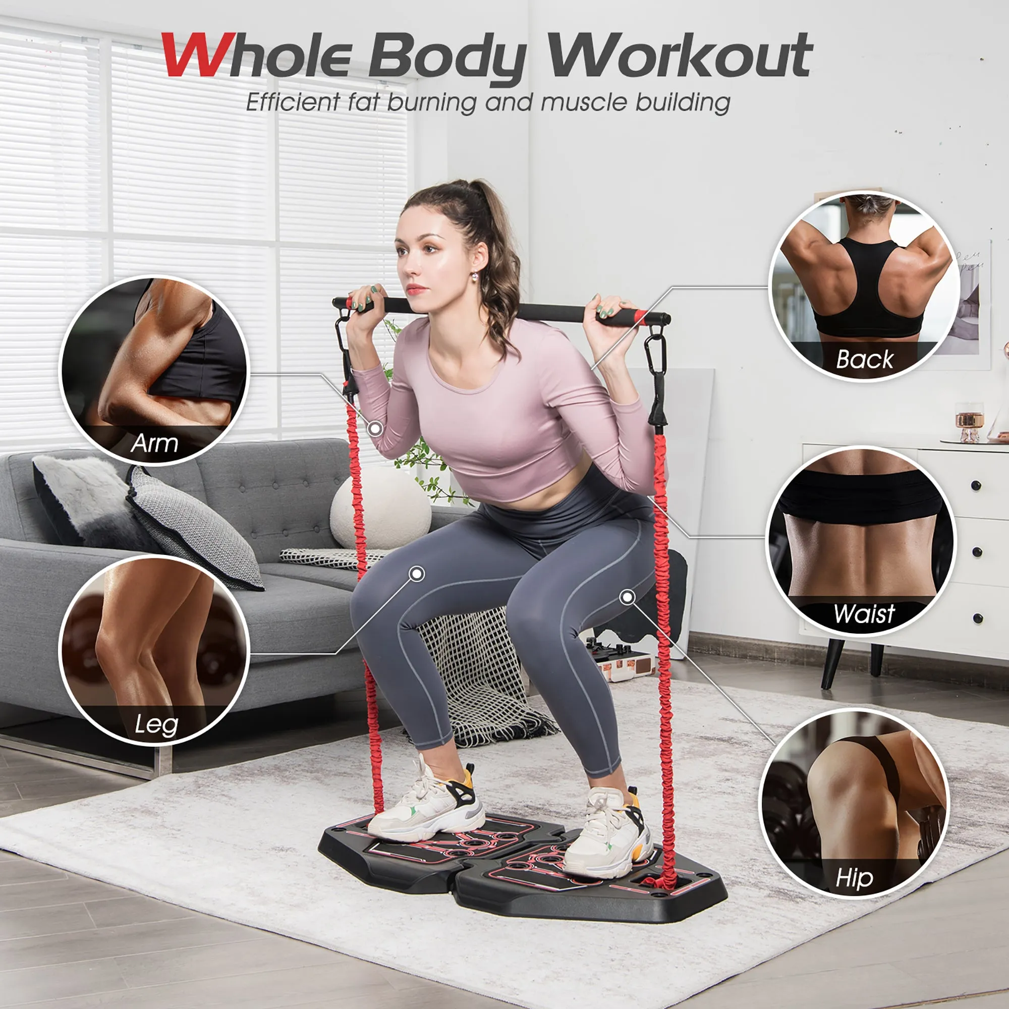 Portable Home Gym Full Body Workout Equipment w/ 8 Exercise Accessories