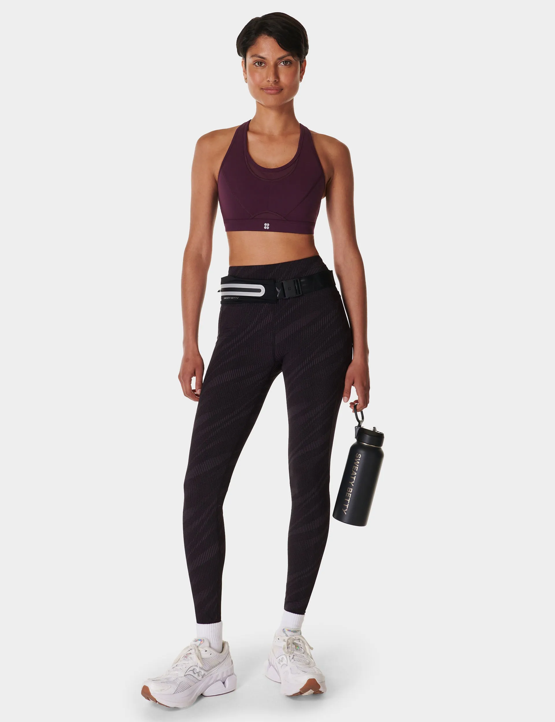 Power Icon Running Bra - Midnight Cherry Purple