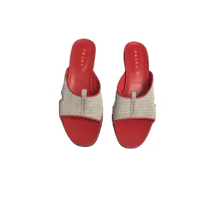 Prada Sport Pink Mesh Logo Kitten Heels