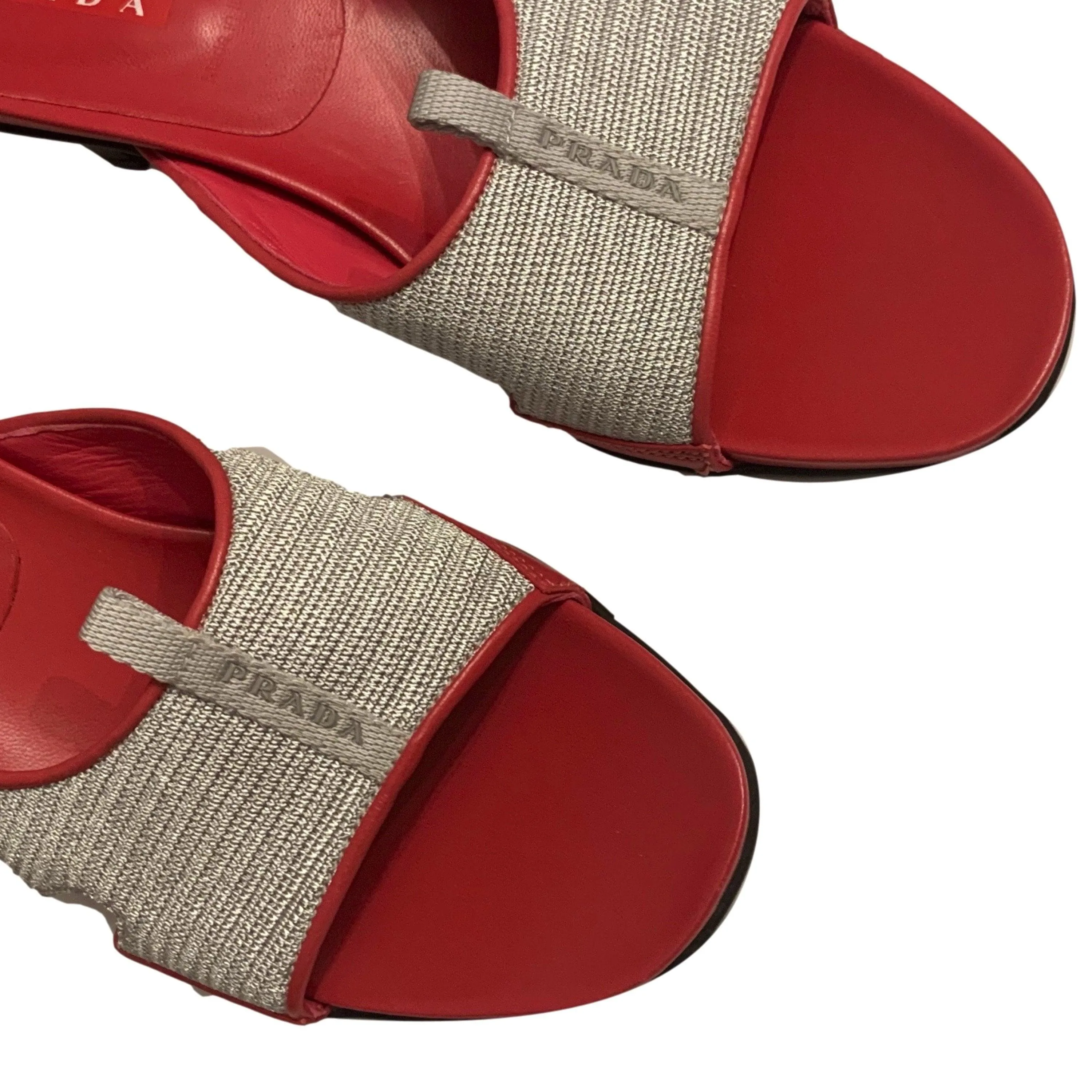 Prada Sport Pink Mesh Logo Kitten Heels