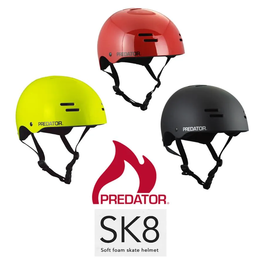 Predator SK8 Soft Foam Skate Helmet - Gloss Red