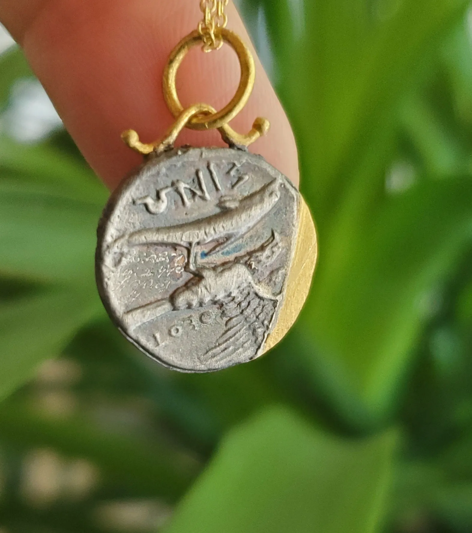 Prehistoric Works Oxidized Sterling & 24K Gold Synope Nymphe  pendant w/diamond