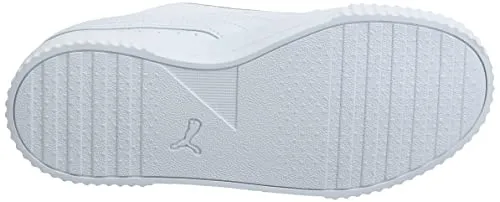 PUMA Women's Carina Sneaker, White White Silver, 9 M US