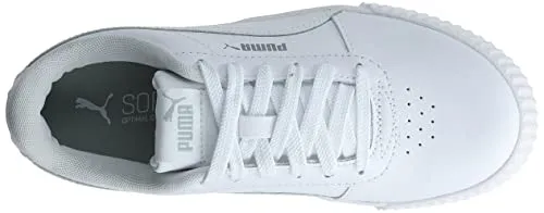 PUMA Women's Carina Sneaker, White White Silver, 9 M US