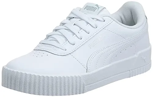 PUMA Women's Carina Sneaker, White White Silver, 9 M US
