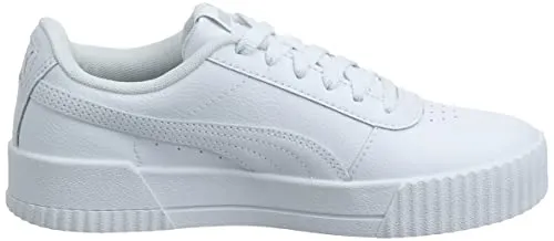 PUMA Women's Carina Sneaker, White White Silver, 9 M US