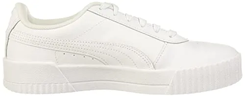 PUMA Women's Carina Sneaker, White White Silver, 9 M US