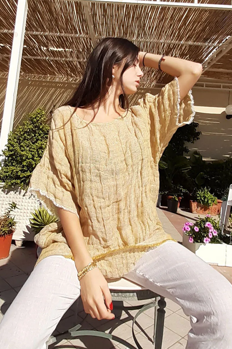 Pure Italian Linen Golden Positano Chemise