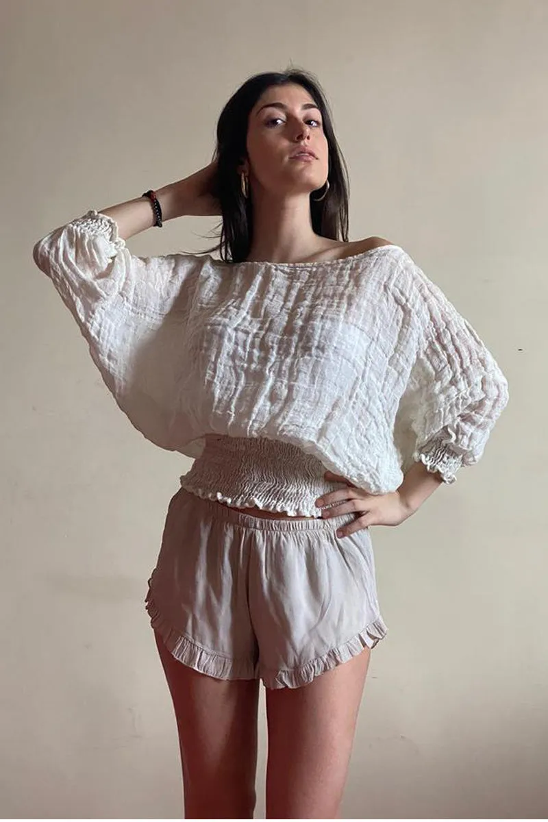 Pure Italian Linen large collar Positano Top